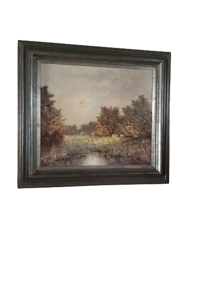 Paysage, huile sur toile signée.