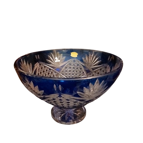 Grande coupe en cristal bleu val st-Lambert.