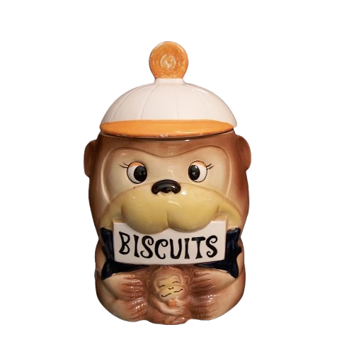 Pot à biscuit japonais en forme de singe.