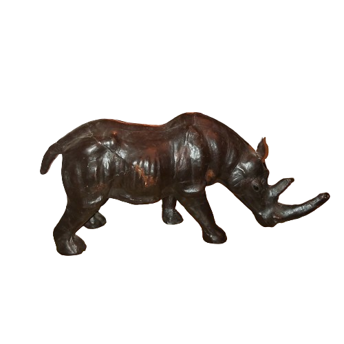 Rhinocéros en cuir noir XXeme.
