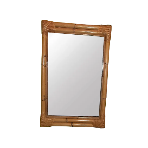 Miroir vintage en bambou.