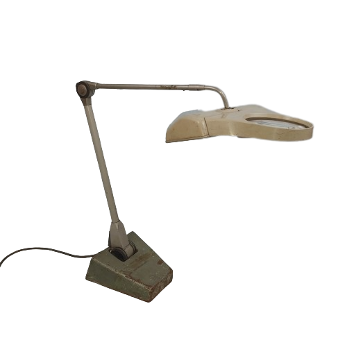 Ancienne lampe d'atelier grossissante.