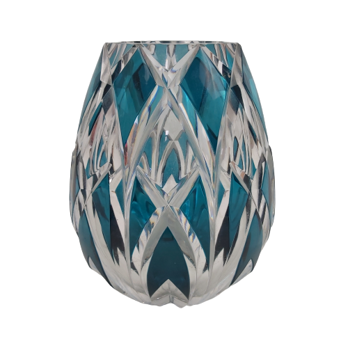 Vase val st-lambert doublé taillé bleu.