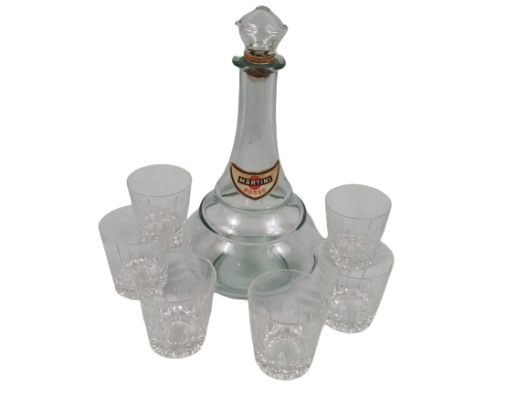 Carafe Martini et ses 6 verres.